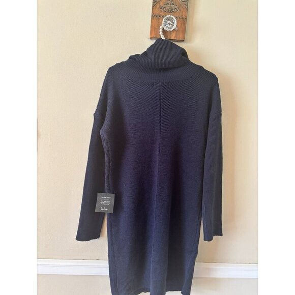 NWT Lulus Womens Size Medium Blue Ribbed Sweater Dress Cowl Neck Long Sleeve - Picture 3 of 6